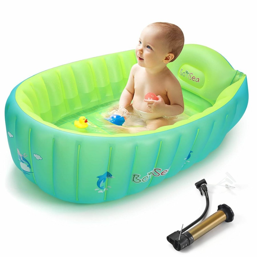 Baby Boysea | Boysea Inflatable Baby Bathtub With Air Pump, Bathtub Seat With Anti-Sliding Saddle Horn For Newborn To Toddler, Portable Travel Shower Basin With Back Support, Deflates And Folds Easily