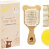 Baby laboos | Baby Hair Brush And Comb Set For Newborns & Toddlers - Wooden Handle And Natural Soft Goat Bristles,Gentle Cradle Cap Care,Baby Massage And Scalp Brush,Ideal Baby Registry Gift,Beech With Cute Bear