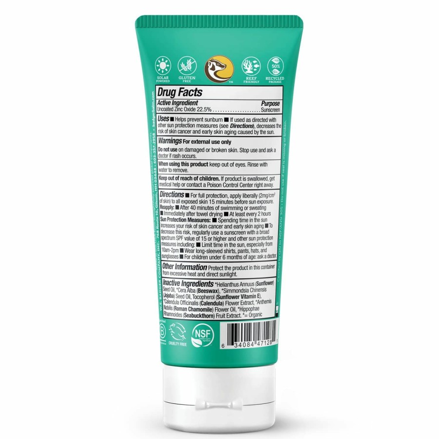 Baby Badger | Badger Spf 40 Baby Reef Safe Natural Mineral Sunscreen Cream With Clear Zinc Oxide, Broad Spectrum & Water Resistant, Chamomile, 2.9 Fl Oz