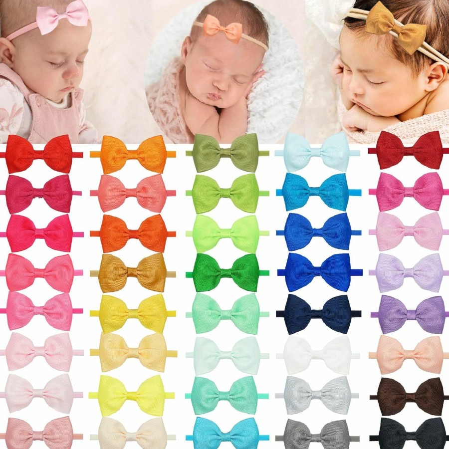 Baby CELLOT | Cellot 40 Colors Baby Bow Headbands 2.75\" Hair Bows Super Soft Nylon Headbands For Baby Girls Infants Preemie And Newborn Kids Hair Accessories