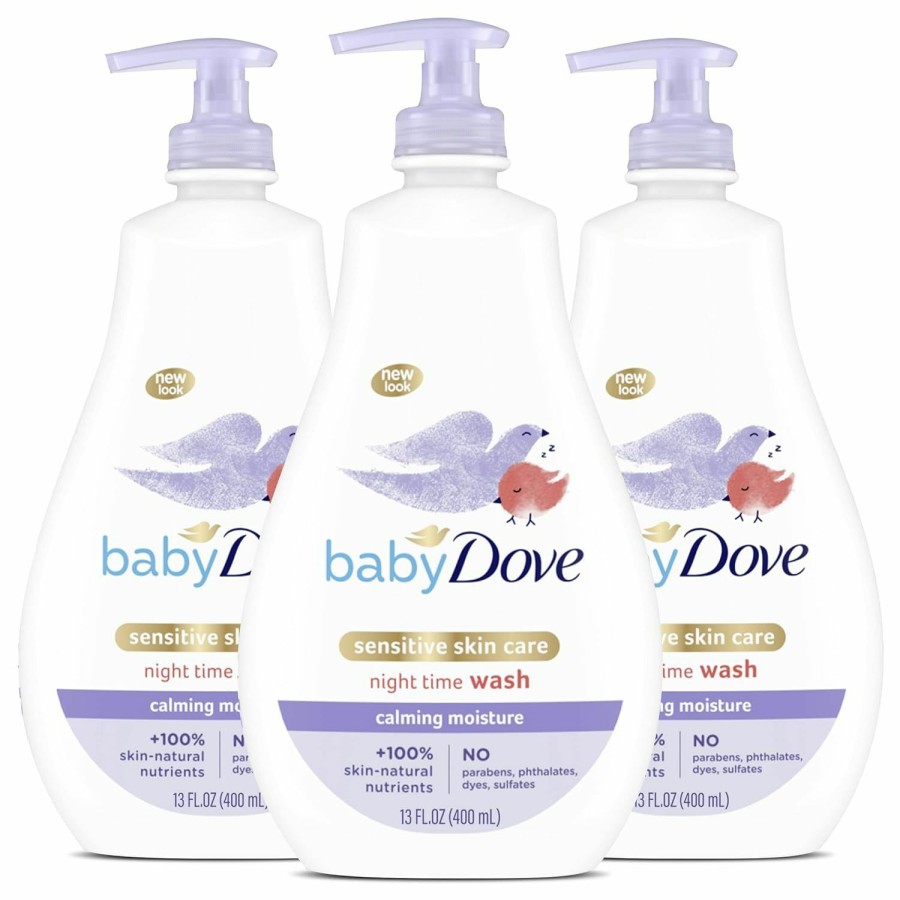 Baby Baby Dove | Baby Dove Calming Moisture Sensitive Skin Night Time Wash, 3 Pack Hypoallergenic And Tear-Free Bath Wash, Scented, Suitable For Newborns, 400 Ml (3X 13.52 Oz)