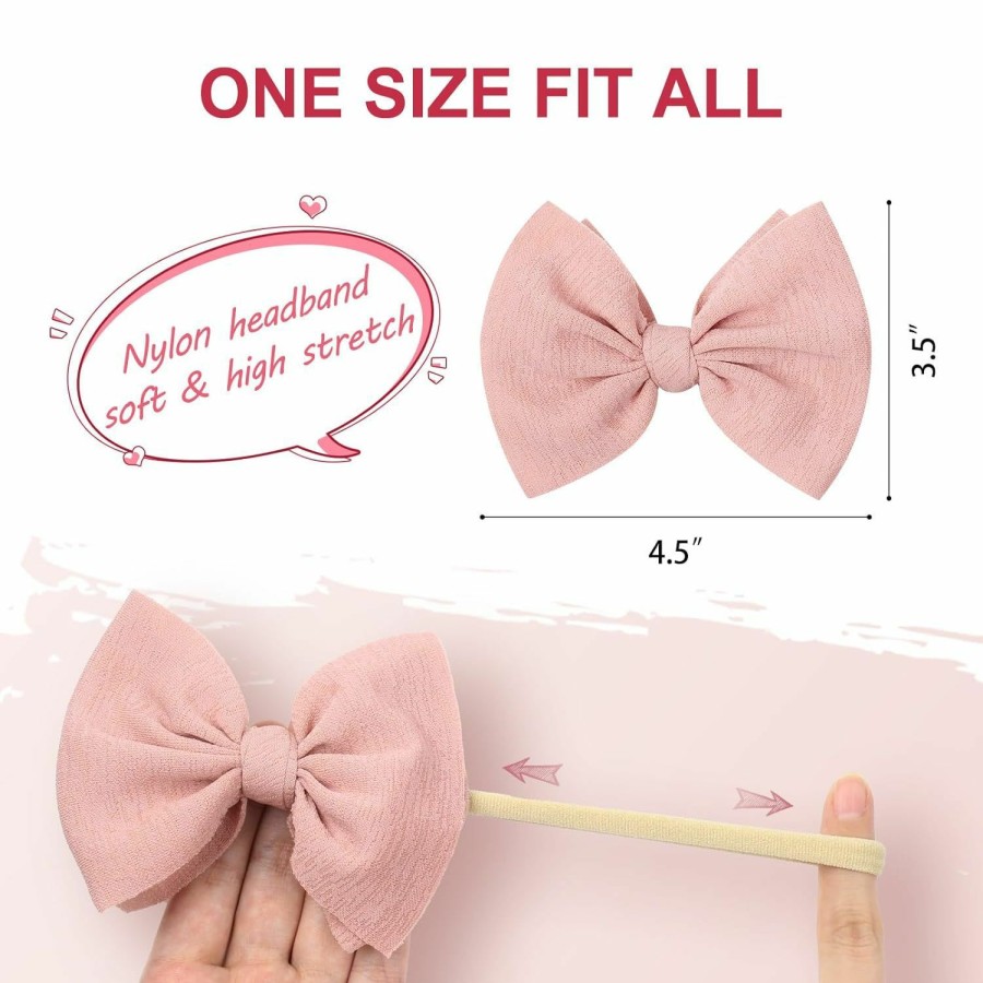 Baby YanJie | Yanjie 4.5'' Nylon Bow Headbands For Baby Girls - Handmade Tied Bows Hair Accessories For Infants And Toddlers - 10 Pieces