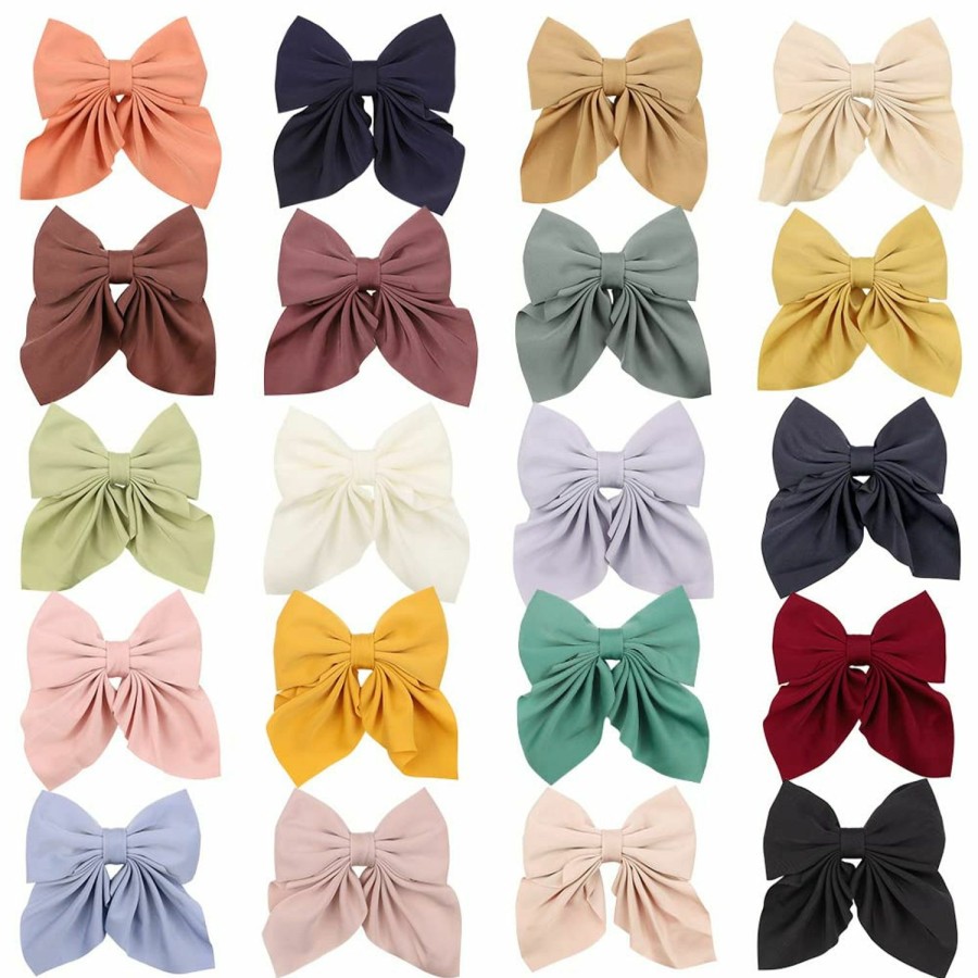 Baby ALinmo | Alinmo 20Pcs 5\" Fable Girls Hair Bows Satin Ribbon Hair Bows Clips Large Bows Alligator Clips Hair Barrettes Hair Accessories For Little Girls Toddlers Teens Kids