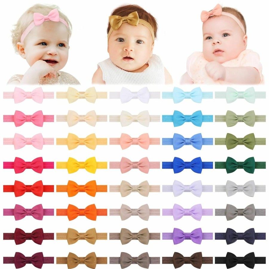 Baby jollybows | Jollybows 40Pcs Baby Girls Bows Headbands Elastic Hairband Ribbon Bow Hair Accessories For Newborns Infants Toddlers And Kids