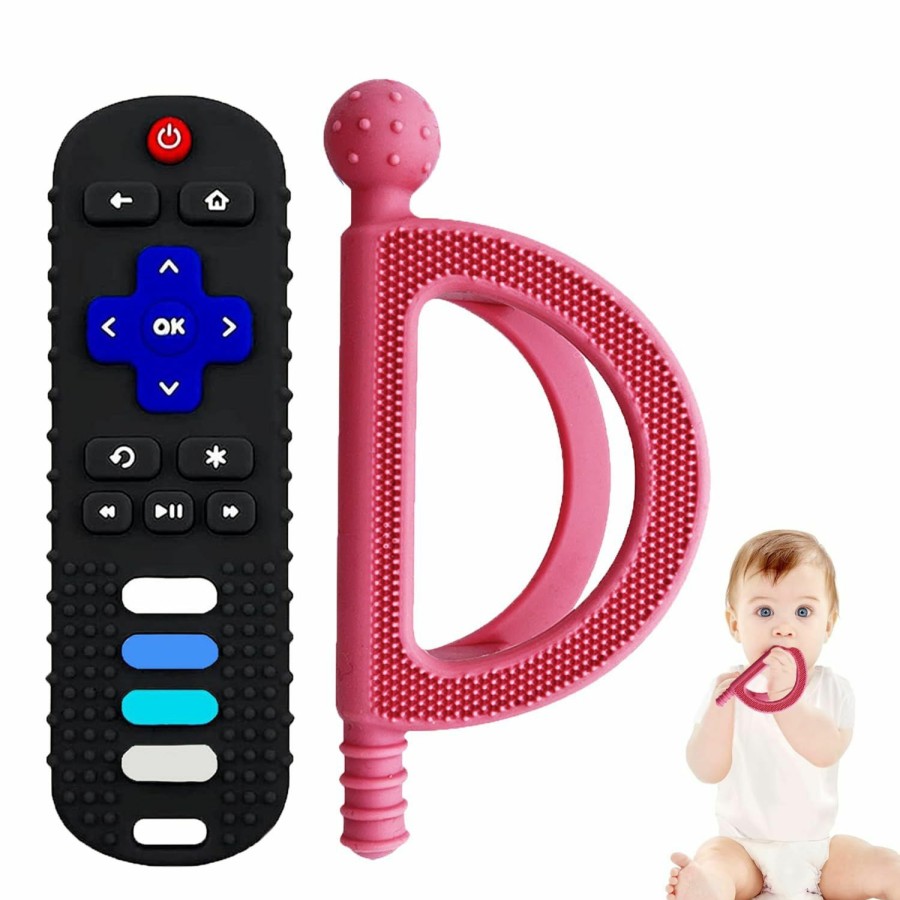 Baby Intatikoo | Silicone Baby Teething Toys,Remote Control Teether For Babies 0-18 Months,Baby Chew Remote Teether Toys For Infant And Toddlers,Bpa Free(Pink)