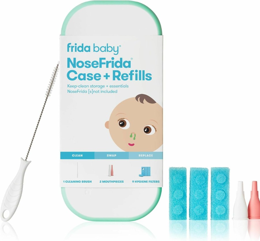 Baby Frida Baby | Frida Baby Nosefrida Case + Refills | Cleaning And Storage For Doctor-Recommended Nosefrida The Snotsucker Nasal Aspirator, Storage Travel Case, Bristle Cleaning Brush, Hygiene Filters, Baby Registry