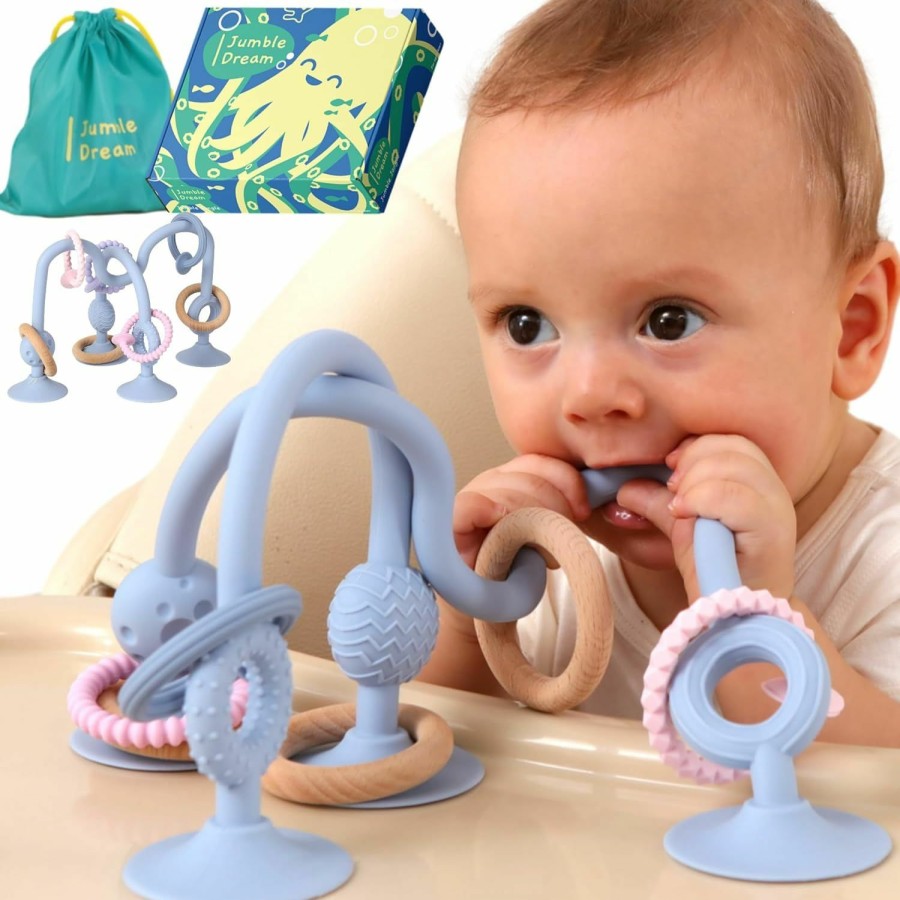 Baby Jumble Dream | Jumble Jangle Baby Teething Toy Multi Purpose High Chair Suction Teether Toy: Teething Relief With Sensory Toy Textures For Babies, Infants And Toddlers 0 24+ Months (Light)