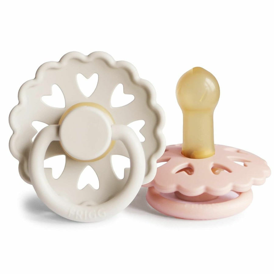 Baby FRIGG | Frigg Andersen Fairytale Natural Rubber Baby Pacifier | Made In Denmark | Bpa-Free (Cream/Blush, 6-18 Months)