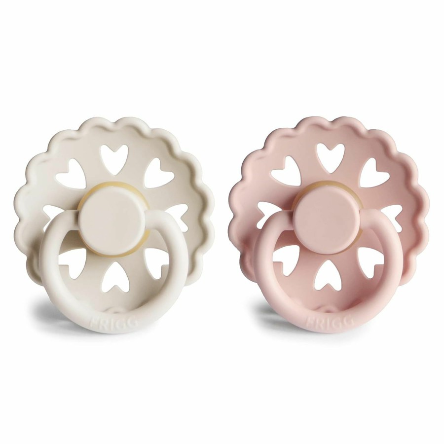 Baby FRIGG | Frigg Andersen Fairytale Natural Rubber Baby Pacifier | Made In Denmark | Bpa-Free (Cream/Blush, 6-18 Months)