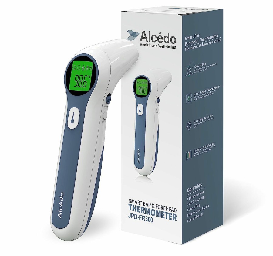 Baby Alcedo | Alcedo Forehead And Ear Thermometer For Adults, Kids, And Baby | Digital Infrared Thermometer For Fever | Touchless, Instant Read, Medical Grade | Pouch And Batteries Included