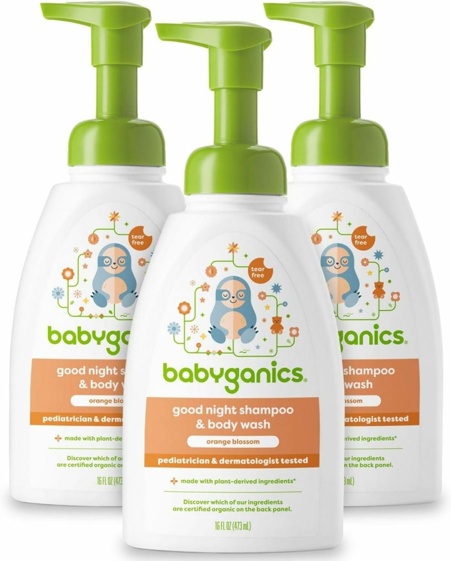 Baby Babyganics | Babyganics Baby Shampoo + Body Wash Pump Bottle, Orange Blossom, Non-Allergenic And Tear-Free, 16 Fl Oz (Pack Of 3), Packaging May Vary