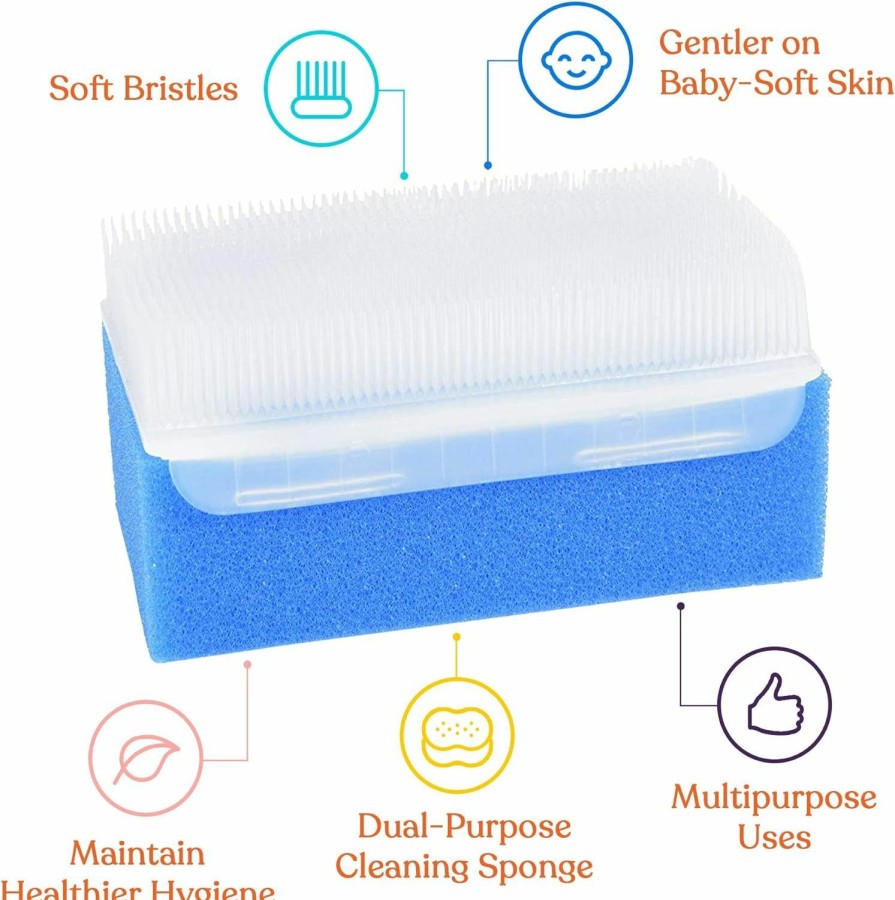 Baby Special Supplies | Special Supplies (6 Pack) Baby Bath Sponges Soft Foam Sensory Scrubber With Cradle Cap Bristle Brush - Body, Hair, And Scalp Cleaning - Gentle On Infant, Toddler Sensitive Skin - Great Sensory Feel