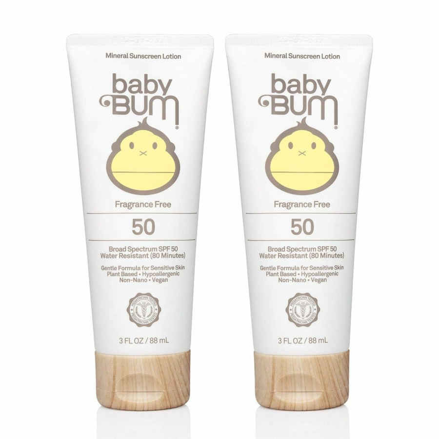 Baby Sun Bum | Baby Bum Mineral Sunscreen Lotion | Spf 50 | Uva, Uvb Face And Body Protection | Fragrance Free Safe For Sensitive Skin | Travel Size | 3 Ounce | Pack Of 2