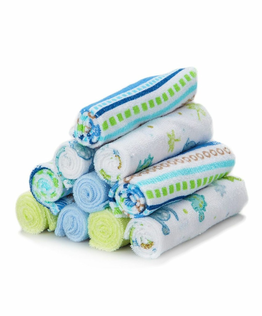 Baby Spasilk | Spasilk 10 Pack Soft Terry Bath Washcloths Newborn Boy Or Girl, Blue Stripes