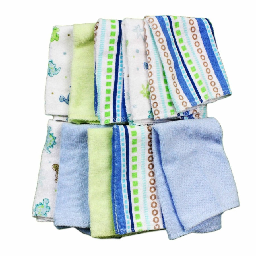 Baby Spasilk | Spasilk 10 Pack Soft Terry Bath Washcloths Newborn Boy Or Girl, Blue Stripes