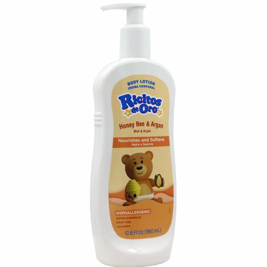 Baby Ricitos de Oro | Ricitos De Oro Honey And Argan Baby Body Lotion That Helps Smooth Baby Skin -Hypoallergenic With Honey Bee Extract Delicious Scent, 2-Pack Of 12.8 Fl Oz Each, 2 Bottles.