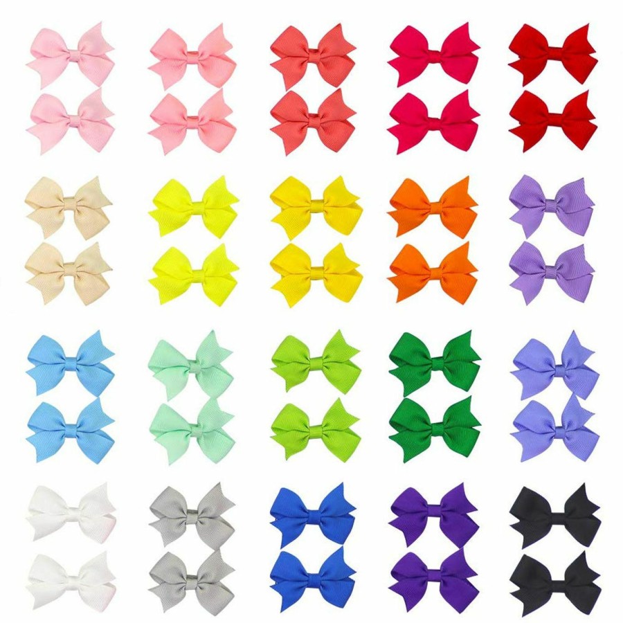 Baby VIPPLUS | 40Pcs 2 Inch Baby Hair Bows Clips, Tiny Grosgrain Hair Ribbon Toddler Hair Bows With Alligator Hair Clips For Baby Girls Toddlers Infants Fine Hair Teens Kids Children Hair Accessories