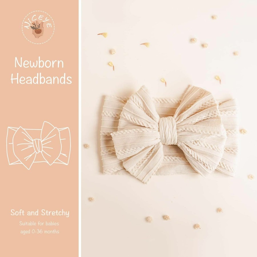 Baby Niceye | Niceye Handmade Baby Headbands Soft Stretchy Nylon Hair Bands With Bows For Newborn Infant Baby Toddler Girls- Pack Of 6