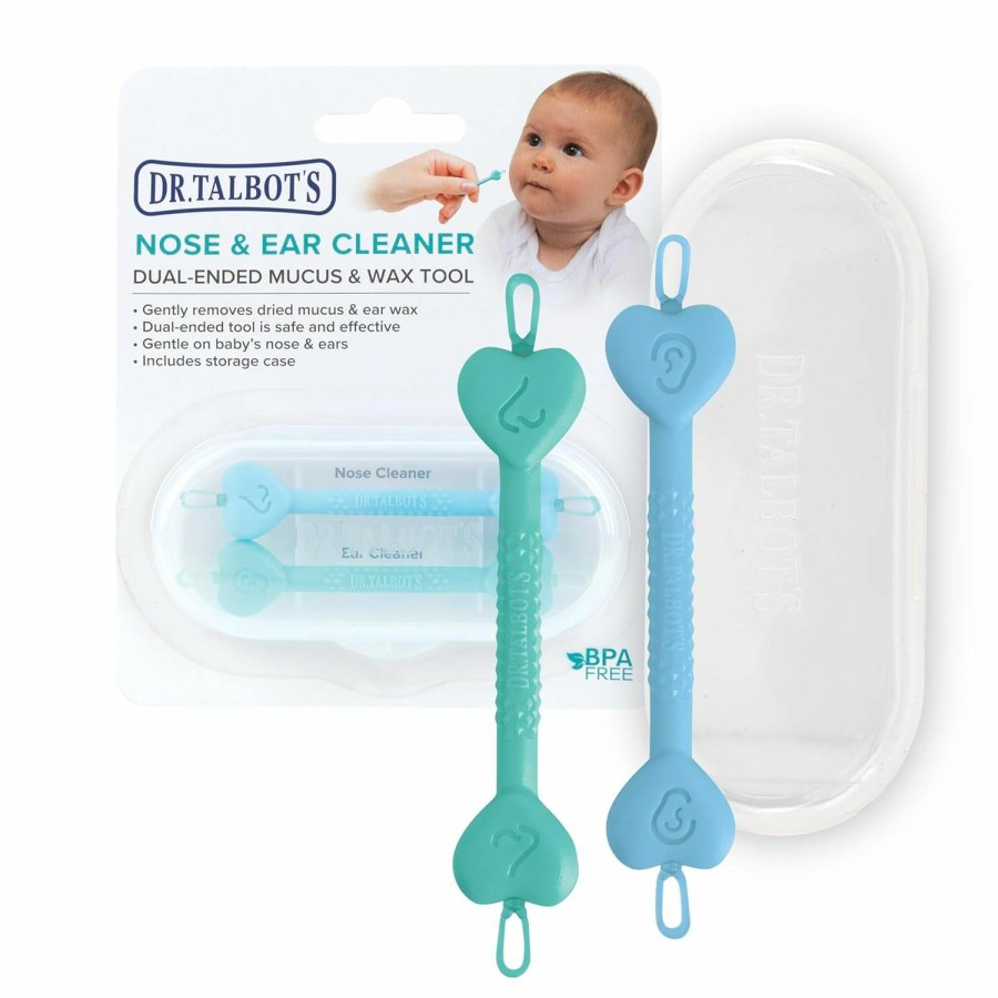 Baby Nuby | Dr. Talbot'S Baby Safe Nose And Ear Cleaner Set With Hygienic Travel Case, Gentle Dual-Ended Easy Mucus And Wax Remover Tool, 2 Pack, Neutral Colors