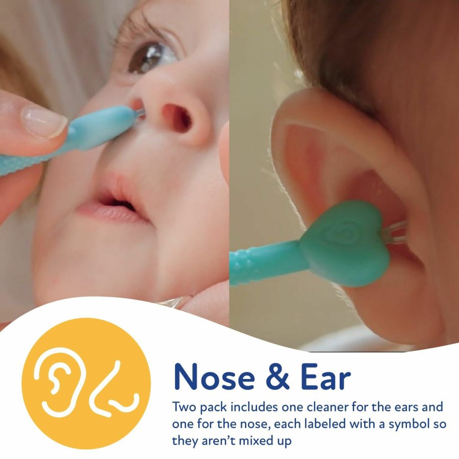 Baby Nuby | Dr. Talbot'S Baby Safe Nose And Ear Cleaner Set With Hygienic Travel Case, Gentle Dual-Ended Easy Mucus And Wax Remover Tool, 2 Pack, Neutral Colors