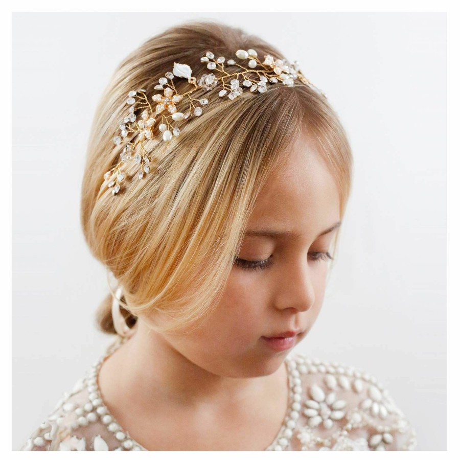 Baby SWEETV | Sweetv Flower Girl Headpiece Silver Princess Wedding Headband -Baby Girls Flower Pearl Hair Accessories For Birthday Party, Photography