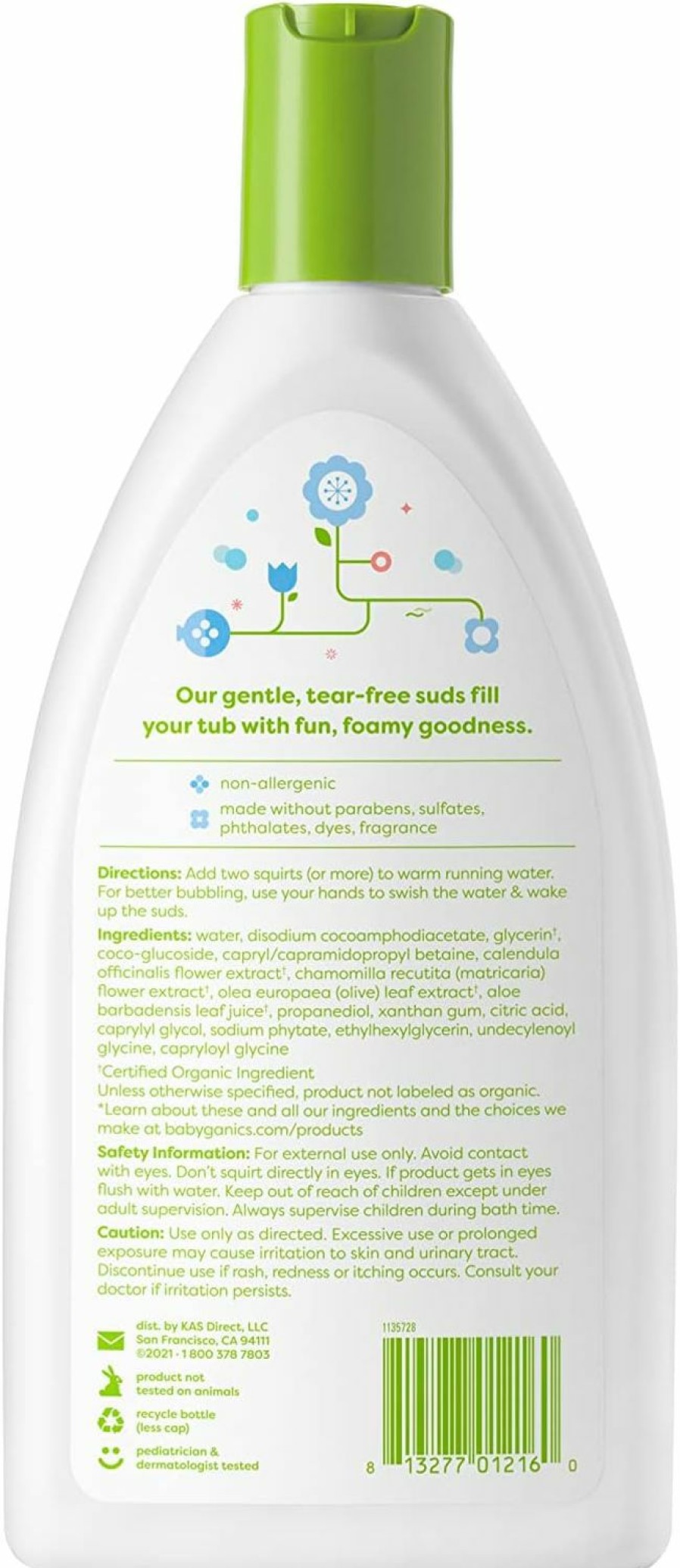 Baby Babyganics | Babyganics Bubble Bath, Non-Allergenic, Gently Cleanses, Fragrance Free, 20 Fl Oz (Pack Of 2), Packaging May Vary