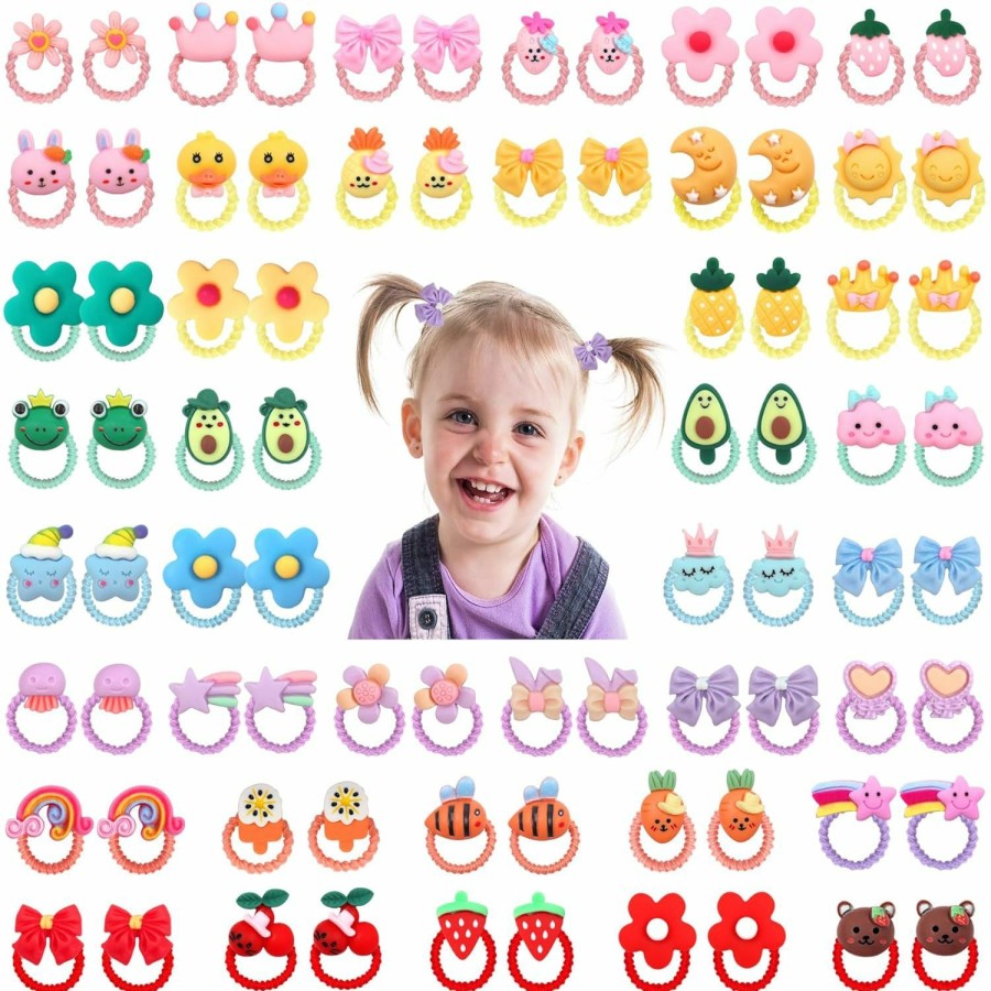 Baby WillingTee | Willingtee 80Pcs Baby Hair Ties For Girls,Cute Small Hair Ties For Thin Hair,40 Pairs Ponytail Holders Elastic Hair Rubber Bands Hair Accessories For Baby Girls Infant Toddler Kids