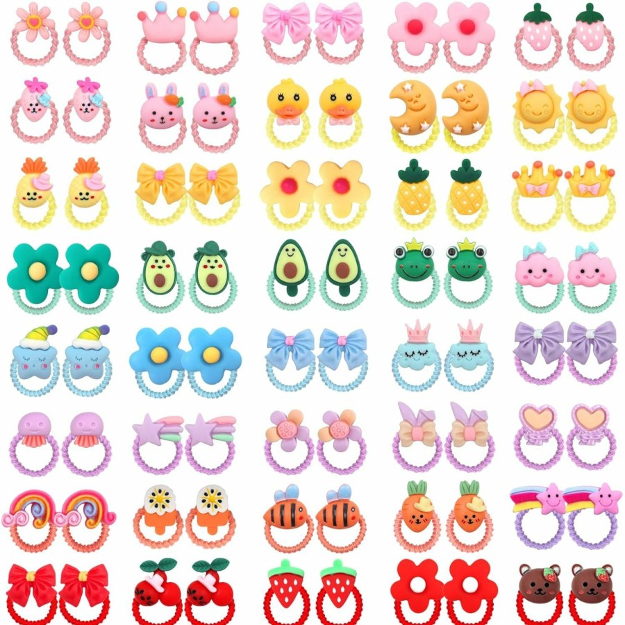 Baby WillingTee | Willingtee 80Pcs Baby Hair Ties For Girls,Cute Small Hair Ties For Thin Hair,40 Pairs Ponytail Holders Elastic Hair Rubber Bands Hair Accessories For Baby Girls Infant Toddler Kids