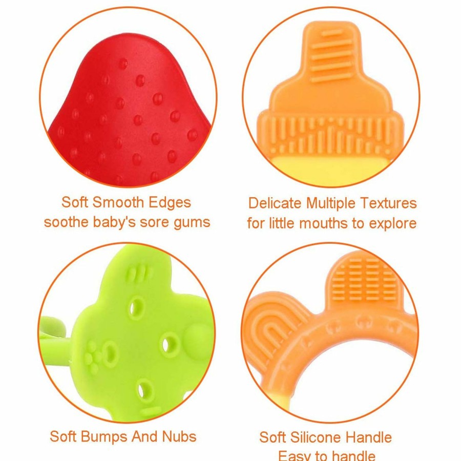 Baby YIYEE | Baby Teething Toys 6 Packs Bpa Free Silicone Baby Teethers, Freezer Safe Organic Infant Teething Toys Soft & Textured For Natural Brain Development