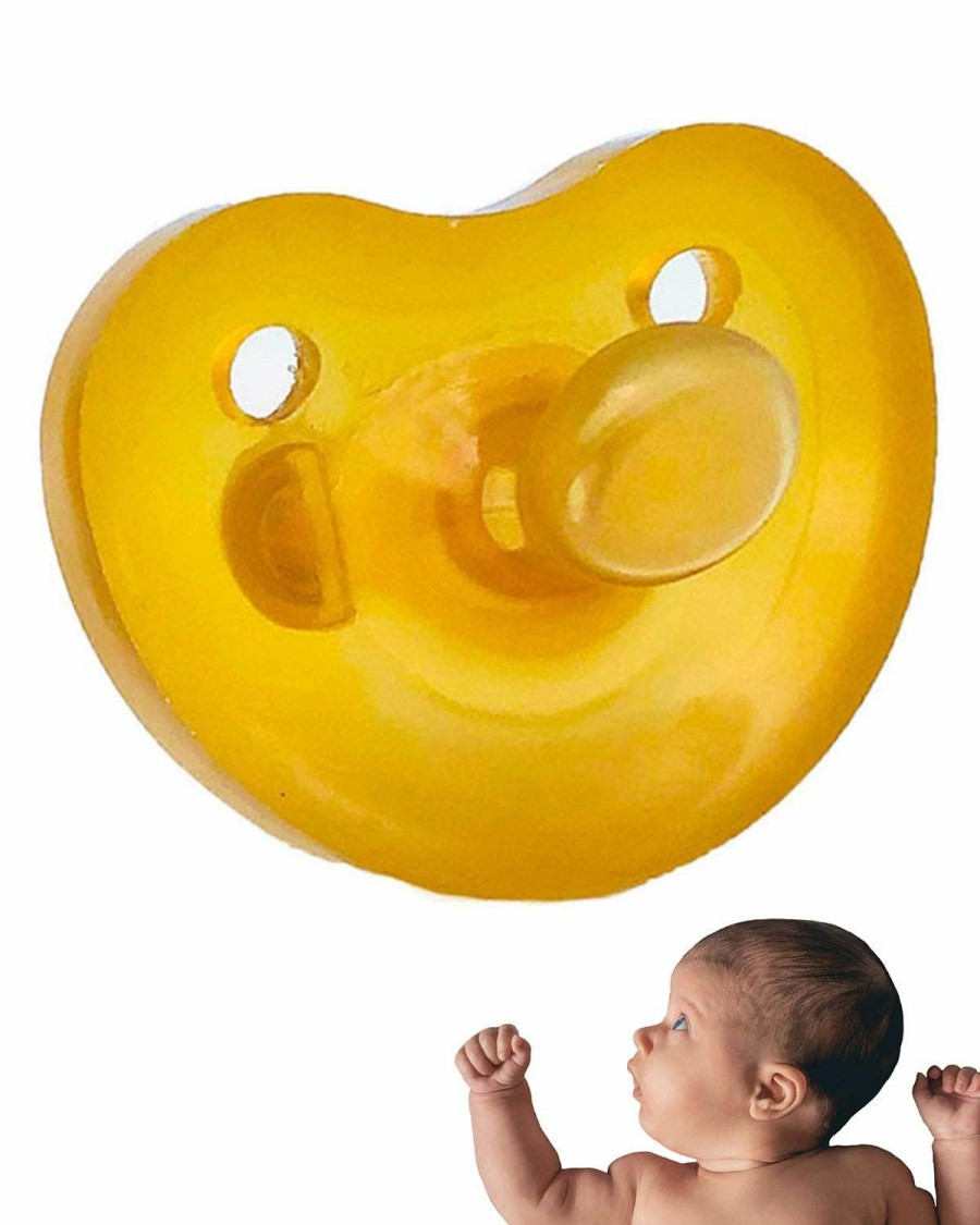 Baby Zoe b Organic | Newborn Pacifier- Shorter Nipple Less Gagging - Small Preemie (0-6 Mos) - Breastfed Babies - 100% Natural Rubber - Bpa-Free - Handcrafted In Italy - 1-Pack