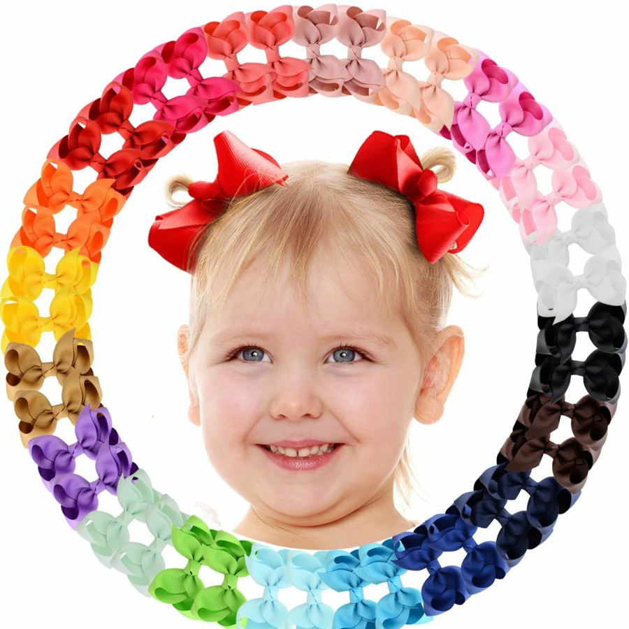 Baby WillingTee | Willingtee 40 Colors Hair Bows For Fine Hair Big 5 Inch Grosgrain Ribbon Hair Bow Alligator Clips For Baby Girls Infants Toddlers Children