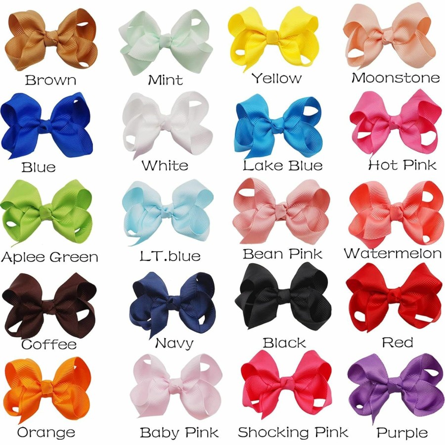 Baby WillingTee | Willingtee 40 Colors Hair Bows For Fine Hair Big 5 Inch Grosgrain Ribbon Hair Bow Alligator Clips For Baby Girls Infants Toddlers Children