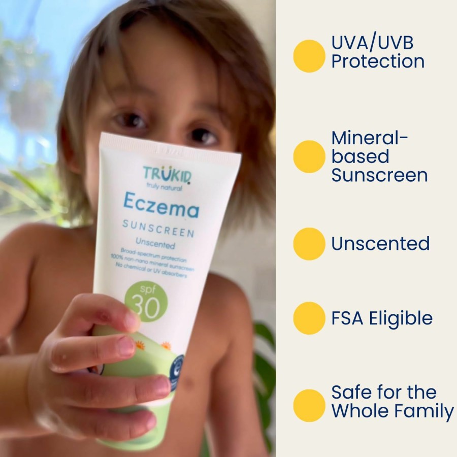 Baby TruKid | Trukid Eczema Daily Sunscreen Spf 30 - Kids & Baby Sunscreen For Face & Body, Reef Safe Sunscreen, Nea-Accepted Sunblock Protection For Sensitive Skin, Unscented 3.4Oz