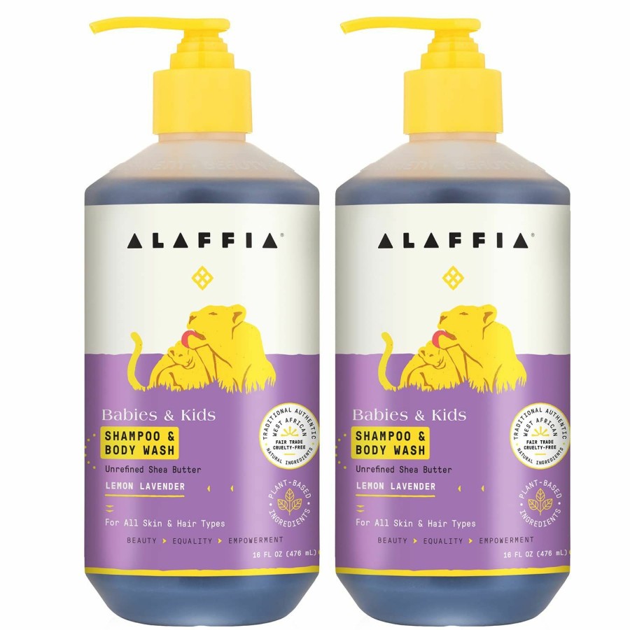 Baby Alaffia | Alaffia - Everyday Shea Shampoo And Body Wash, Babies And Kids, Gentle And Calming Support For Soft Hair And Skin With Shea Butter, Neem, And Coconut Oil, Fair Trade, Lemon Lavender, 16 Fl Oz