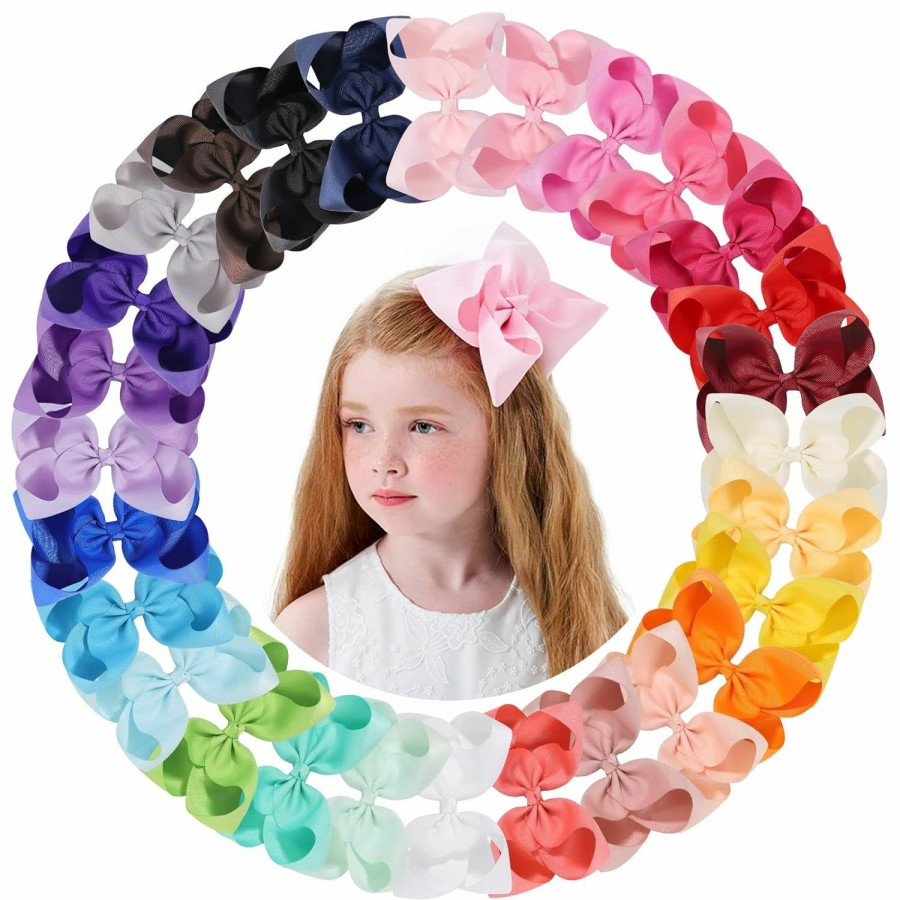 Baby choicbaby | Choicbaby 28Pcs 6 Inches Grosgrain Ribbon Hair Bows Large Hair Bows Alligator Clips Hair Accessories For Baby Girls Toddlers Teens