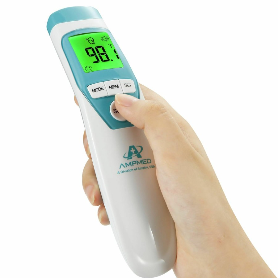 Baby Amplim | Amplim Non-Contact Forehead Thermometer For Kids And Adults. Ampmed Fsa Hsa Approved No-Touch Baby Head Temporal Thermometer. Touchless Digital Fever Thermometer For Accurate Temperature Reading