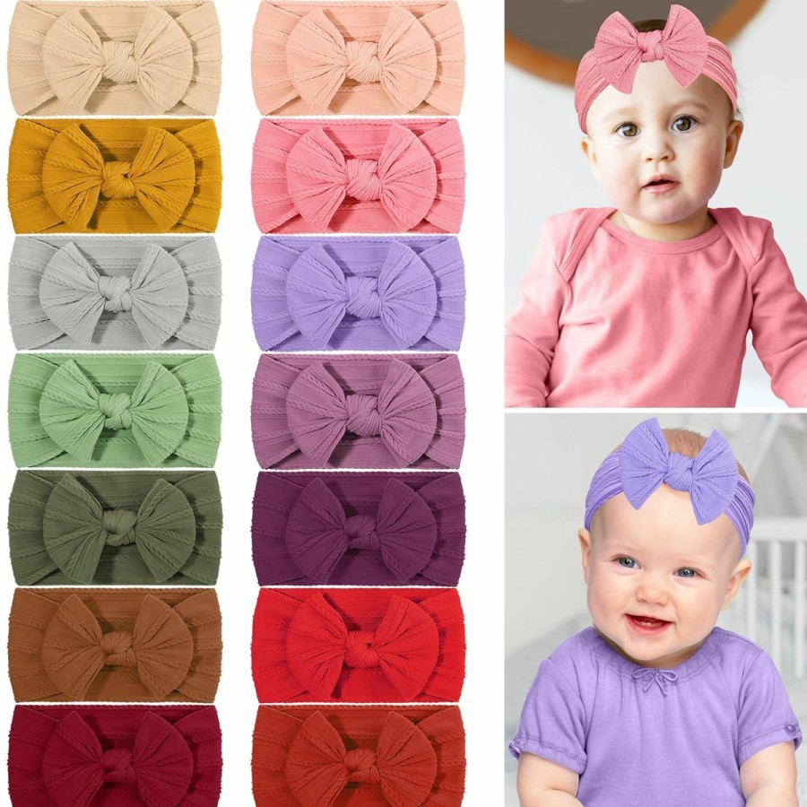 Baby Maiqufa | Maiqufa 14 Pcs Baby Nylon Headbands Hair Bows Hairbands Elastic Turban Knotted Hair Accessories For Baby Girls Newborn Infant Toddlers Kids