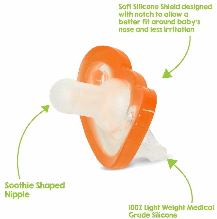 Baby RAZBABY | Razbaby Jollypop Baby Pacifier Newborn, 0-3M (4 Ct Orange)