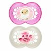 Baby MAM | Mam Original Baby Pacifier, Nipple Shape Helps Promote Healthy Oral Development, Sterilizer Case, Animal/Girl, 16+ (Pack Of 2)