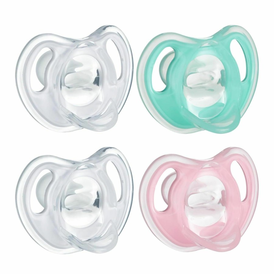 Baby Tommee Tippee | Tommee Tippee Ultra-Light Silicone Pacifier, Symmetrical One-Piece Design, Bpa-Free Silicone Binkies, 0-6 Months, Pack Of 4 Pacifiers