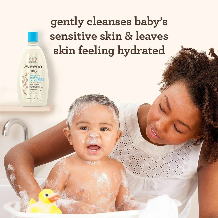 Baby AVEENO BABY | Aveeno Baby Sensitive Skin Bubble Bath With Oat Extract, Gently Cleanses And Leaves Skin Feeling Hydrated, Tear-Free Formula, Hypoallergenic, Paraben-, Phthalate-, Soap- & Dye-Free, 19.2 Fl. Oz