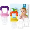 Baby HAOBAOBEI | Baby Fruit Feeder/Food Feeder Pacifier For Babies (2 Pack) - Haobaobei Mesh Teethers For Babies, Infant Teething Toy In Appetite Stimulating Colors, Bonus Includes 3 Sizes Silicone Pouches