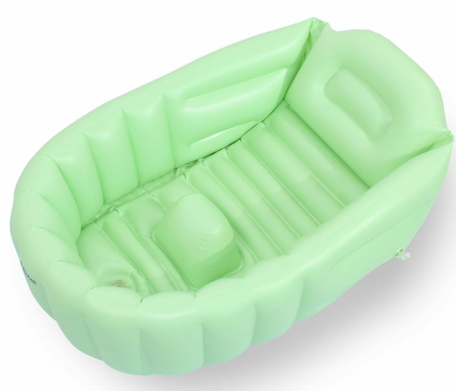 Baby mink | Mink Inflatable Baby Bathtub With Built-In Air Pump, Newborn To Toddler Bath Tub,Portable Travel Shower Basin With Back Support, Deflates And Folds Easily (Olive Bath)