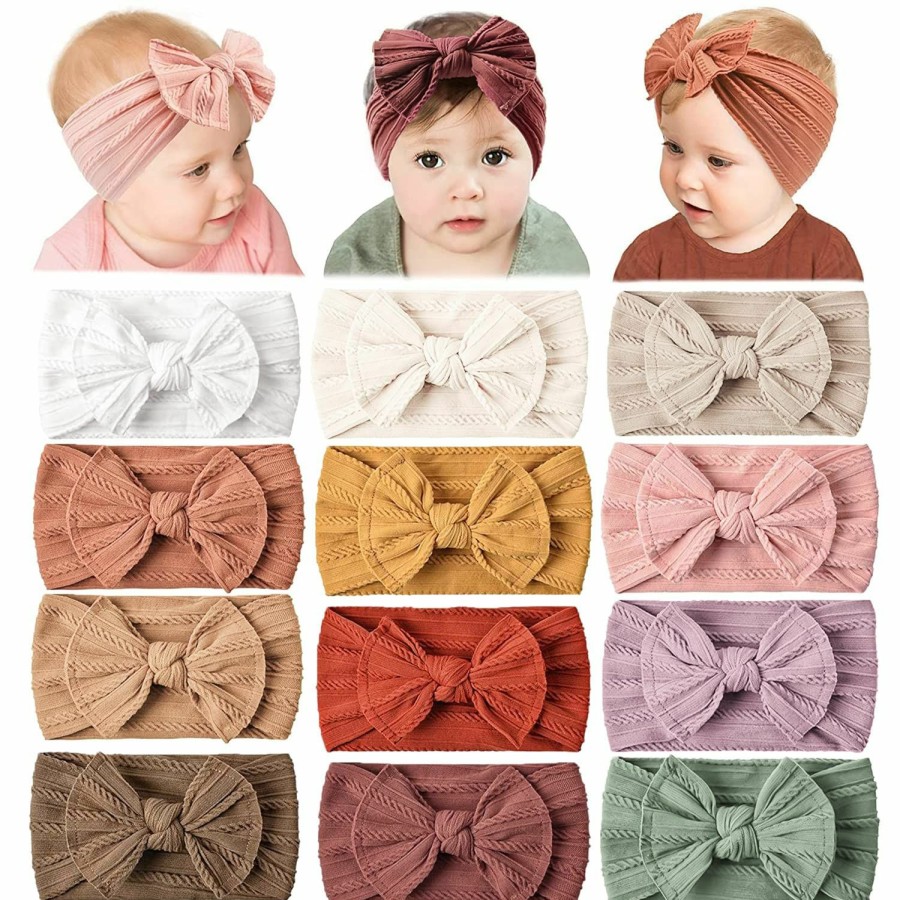 Baby Prohouse | Prohouse 12 Pack Baby Nylon Headbands Hairbands Hair Bow Elastics Handmade Hair Accessories For Baby Girls Newborn Infant Toddlers Kids(Terracotta)