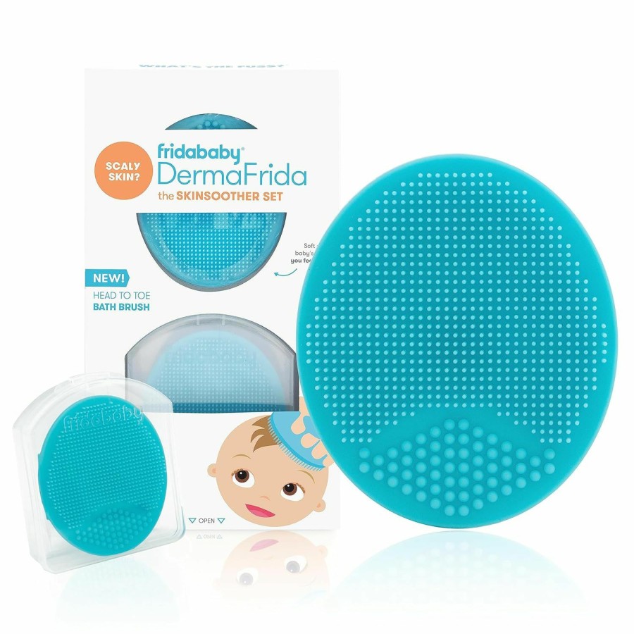 Baby Frida Baby | Frida Baby Dermafrida The Skinsoother Baby Bath Silicone Brush| Baby Essential For Dry Skin, Cradle Cap And Eczema, 2 Count (Pack Of 1)