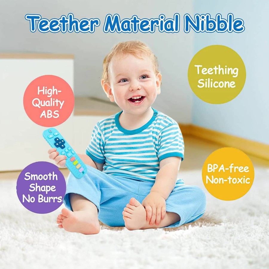 Baby WULEG | Baby Teething Toys, 2Pack Teething Toys For Babies 6-12 Months 0-6 Months, Baby Toys 6 To 12 Months, Remote Control Teething Toys, Newborn Baby Teether, Infant Toys For Baby Boy Girl Toys (Gray+Blue)