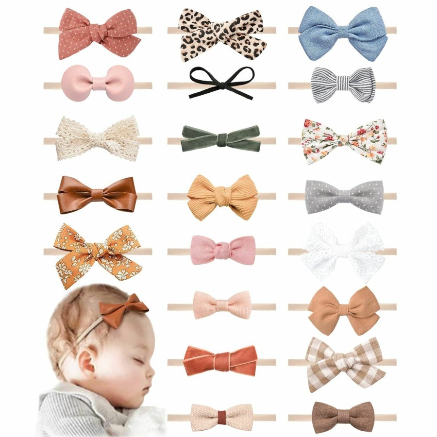 Baby Jesries | 21 Pcs Baby Headbands And Bows Hairbands Soft Nylon Elastics Handmade Girls Hair Accessories For Newborn Babies Infant Toddlers Kids