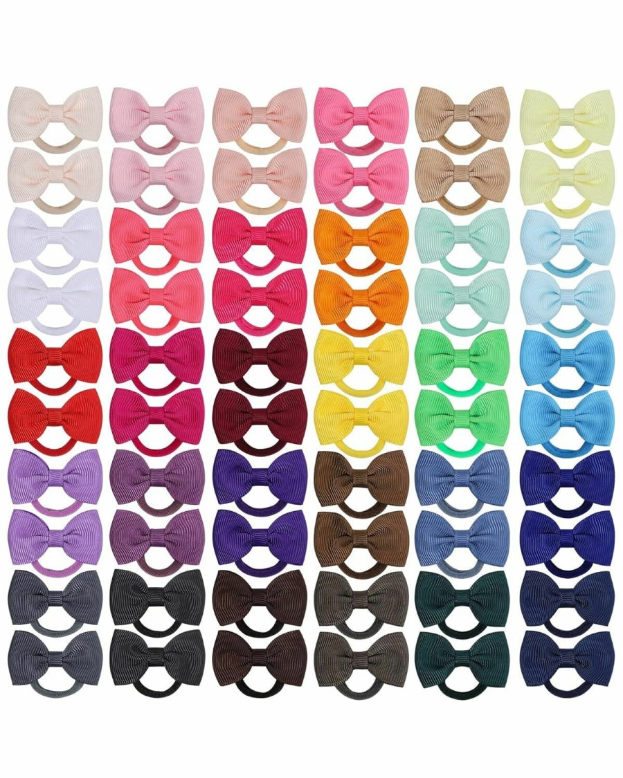 Baby jollybows | 40Pcs 2 Inches Baby Girls Hair Bows Ties Mini Boutique Elastic Hair Rubber Ribbon Hair Band Accessories For Kids Toddlers Infants (40 Pcs), Multi-Colored