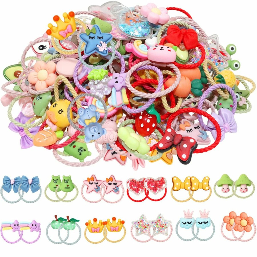 Baby WillingTee | Willingtee 120Pcs (60 Pairs) Mix Colors Gelastic Hair Ties Soft Rubber Bands Hair Bands Holders Pigtails Accessories For Girls Infants Toddlers Kids Teens And Children