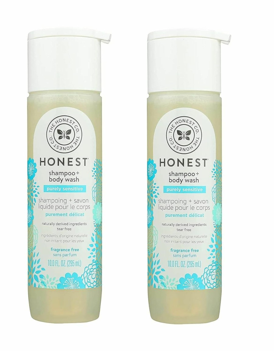 Baby The Honest Company | Honest Purely Simple Fragrance-Free Shampoo + Body Wash | Tear-Free Baby Shampoo With Naturally Derived Ingredients | Sulfate- & Paraben-Free Baby Bath | 10 Fl Oz (Pack Of 2)